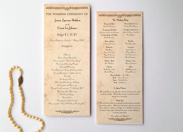 vintage wedding ceremony program template