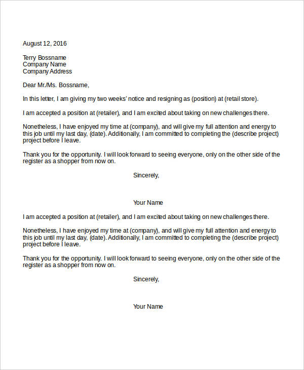 Basic Resignation Letter Template - 17+ Free Word, PDF Documents Download!