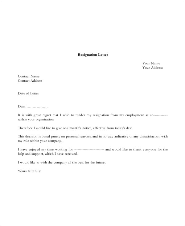 Basic Resignation Letter Template - 17+ Free Word, PDF Documents Download!
