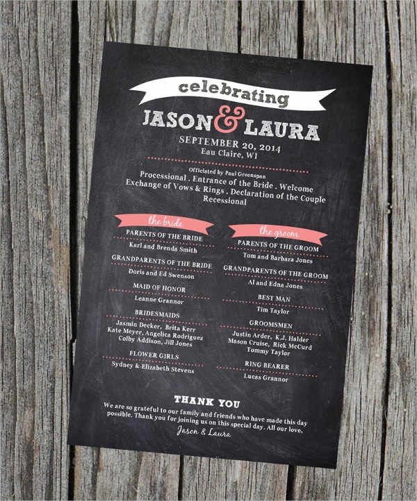 diy chalkboard wedding program template