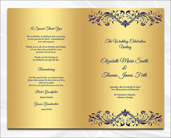 programs sample printable wedding free Program Dinner Free  7 AI  Templates  Wedding PSD,