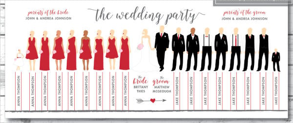 wedding party silhouette program template