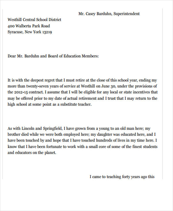 new teacher job resignation letter