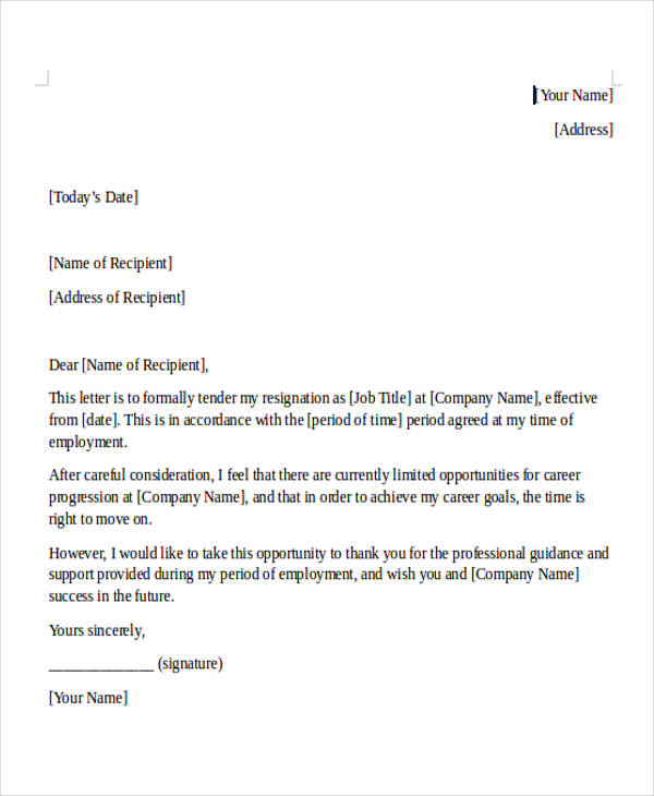 Internship Resignation Letter Template - 11+ Word, PDF Format Download!