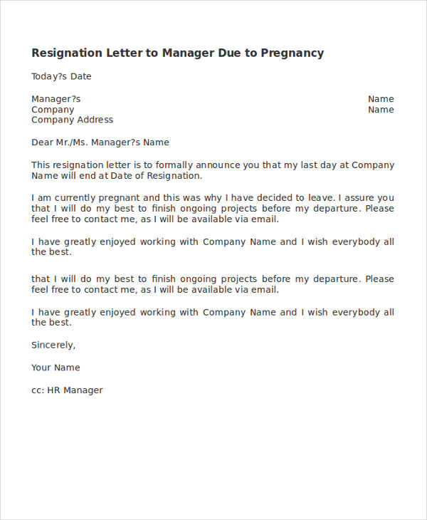 10+ Free Resignation Letter Templates Due to Pregnancy in Google Docs ...