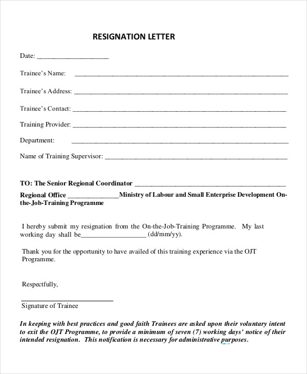 Appreciative Resignation Letter 7+ Free Word, PDF Documents Download!