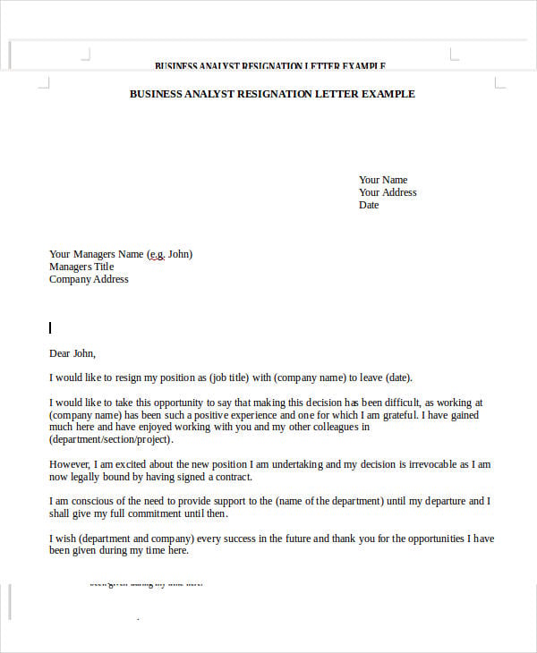 Business Resignation Letter Template 10+ Free Word, PDF