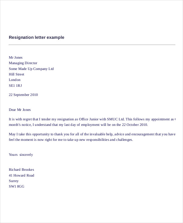 last minute resignation letter in pdf template