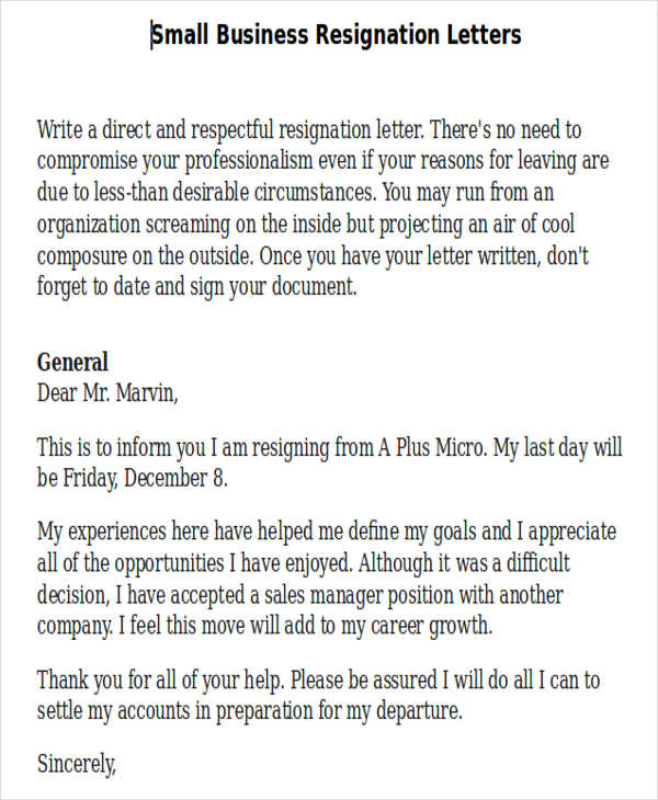 Business Resignation Letter Template - 10+ Free Word, PDF Format Download!