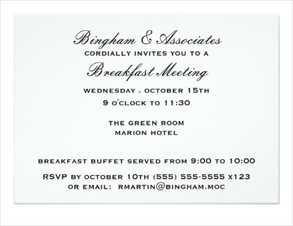 business breakfast meeting invitation