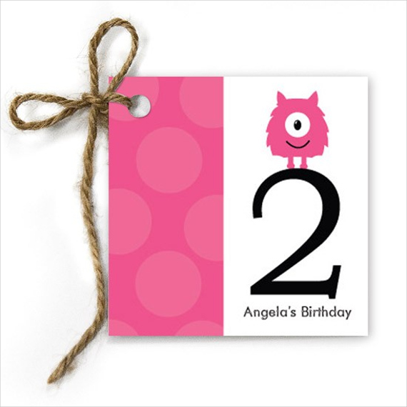 monster birthday gift tag