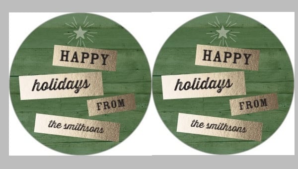 holiday round gift tag