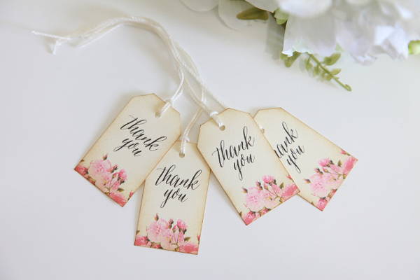 vintage floral thank you gift tag