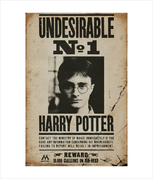 printable harry potter wanted poster