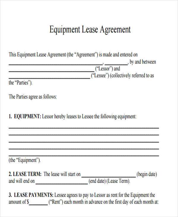 44 Simple Equipment Lease Agreement Templates Templatelab 44 Simple 
