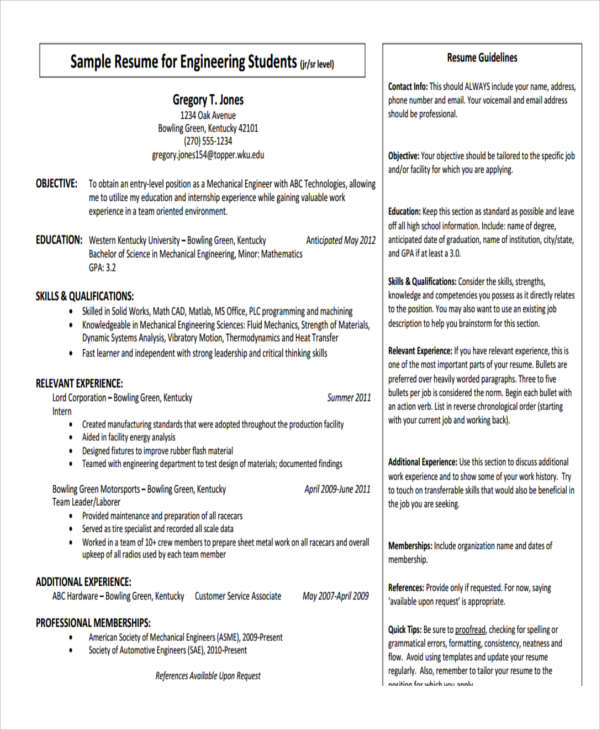 10+ Fresher Resume Format Templates - PDF, DOC | Free ...