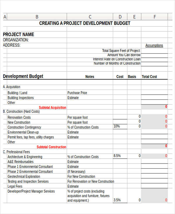 non profit development budget template