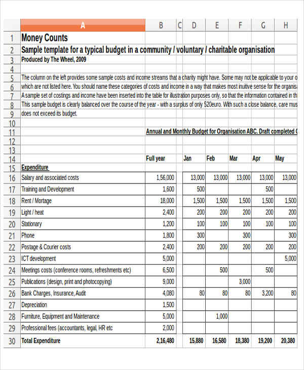 12  Non Profit Budget Templates Word PDF Excel Google Docs
