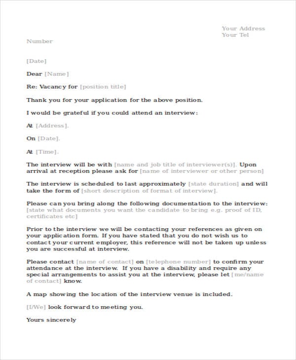 job interview appointment letter example1