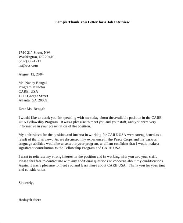 employer letter to ischedule interview