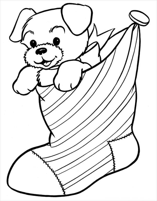 christmas puppy coloring page