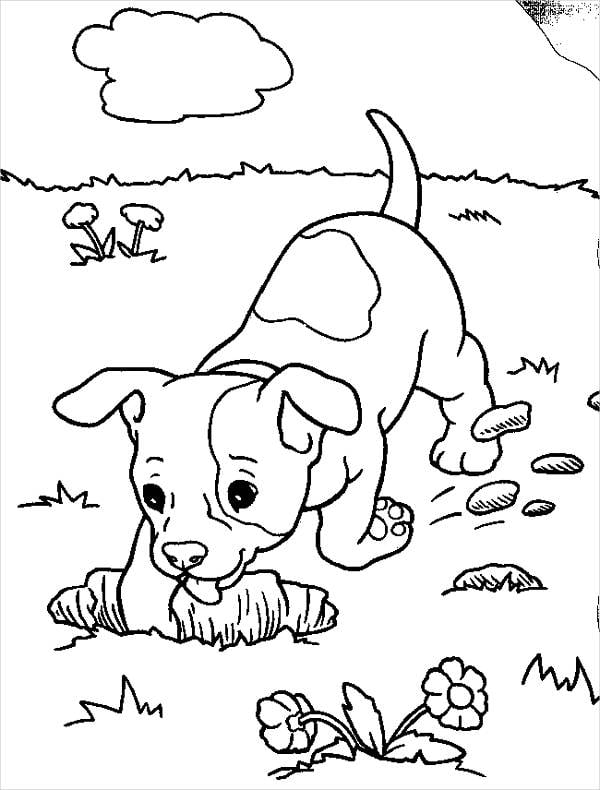 realistic puppy coloring page