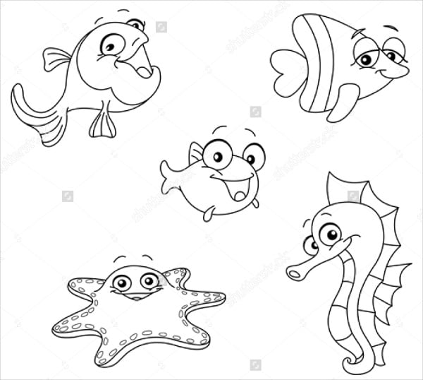 sea creatures coloring page