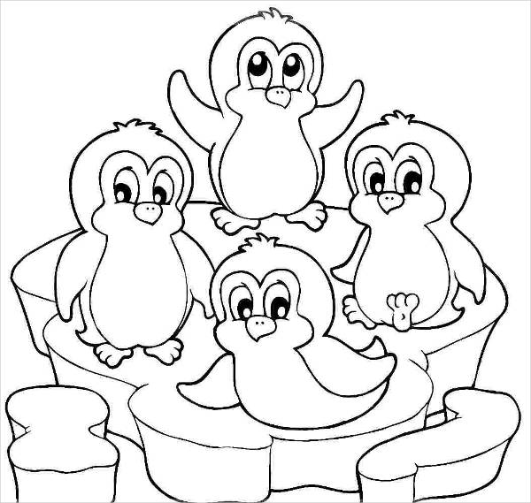 cartoon penguin coloring page