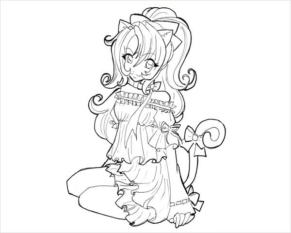 Anime Girl Coloring Pages Printable for Free Download