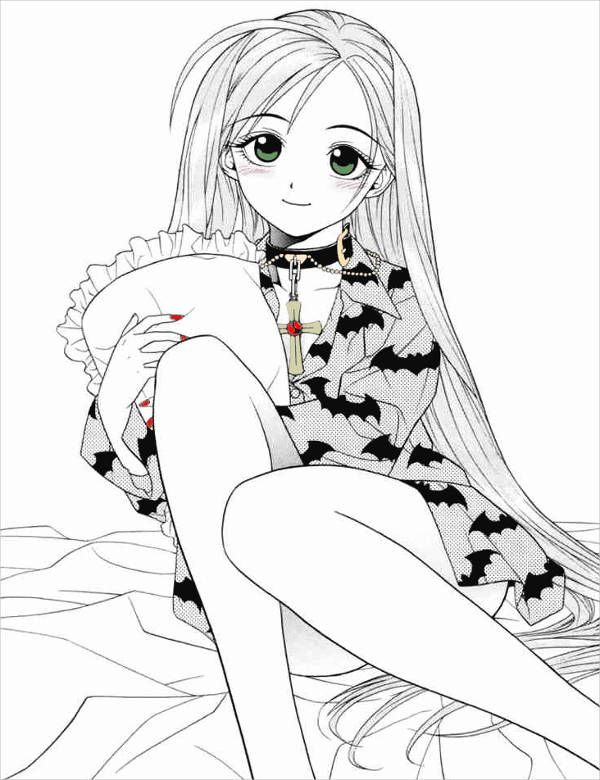 vampire anime girl coloring page