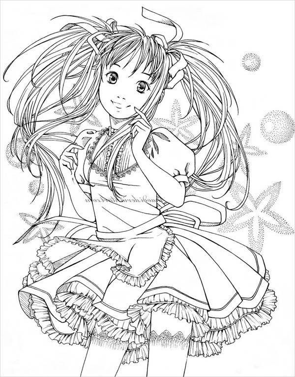 Cute Anime Girl Coloring Pages For Adults