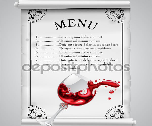 scroll restaurant menu template