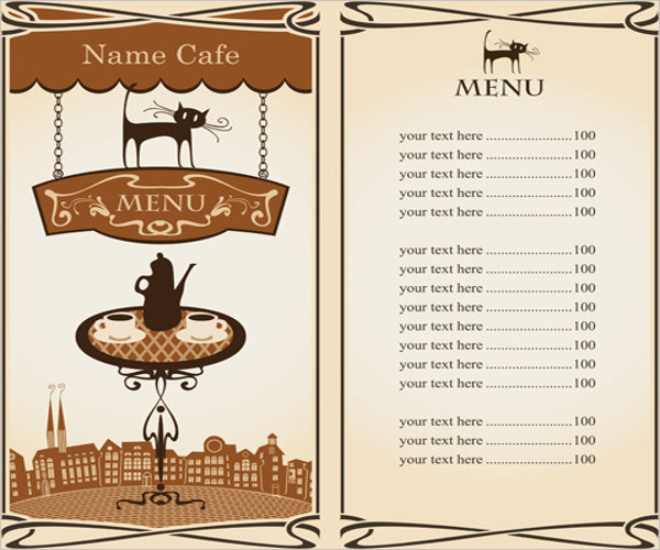scroll cafe menu template