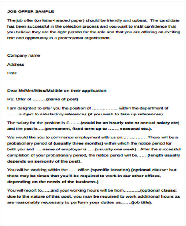 Simple Offer Letter Template 11 Free Word Pdf Format