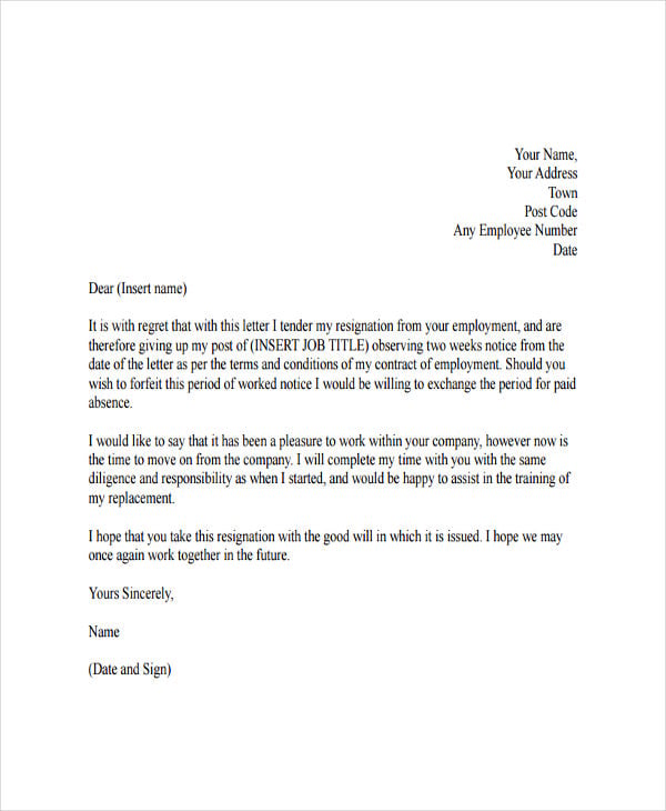 4+ Resignation Letter with Regret Template - 5+ Free Word, PDF Format ...