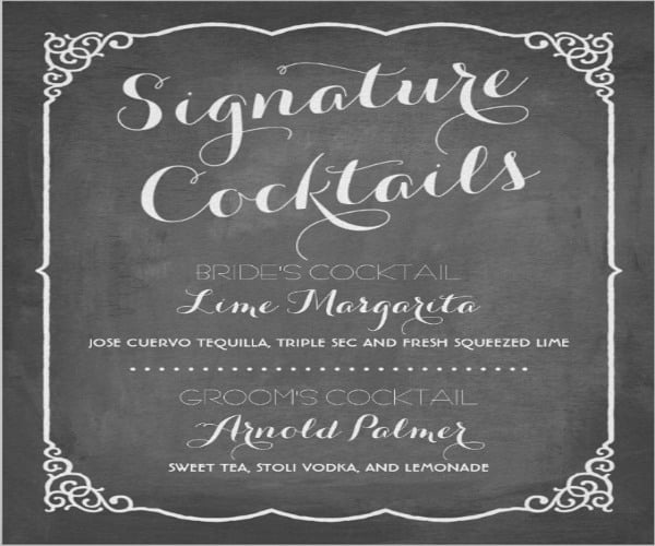 chalkboard monogram wedding menu template