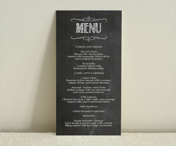 handlettering chalkboard wedding menu template