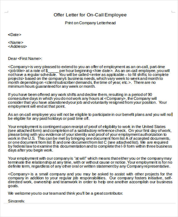 Simple Offer Letter Template 11+ Free Word, PDF Format Download!