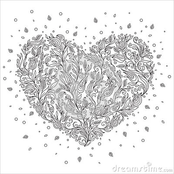 heart doodle coloring page