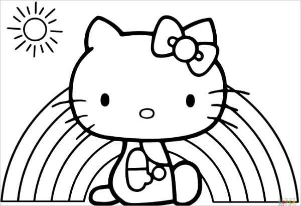 hello kitty rainbow coloring page