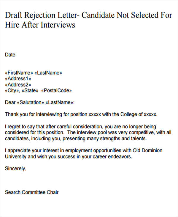 job offer rejection letter after interview1