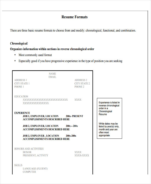 6 basic resume format template 6 free word pdf format