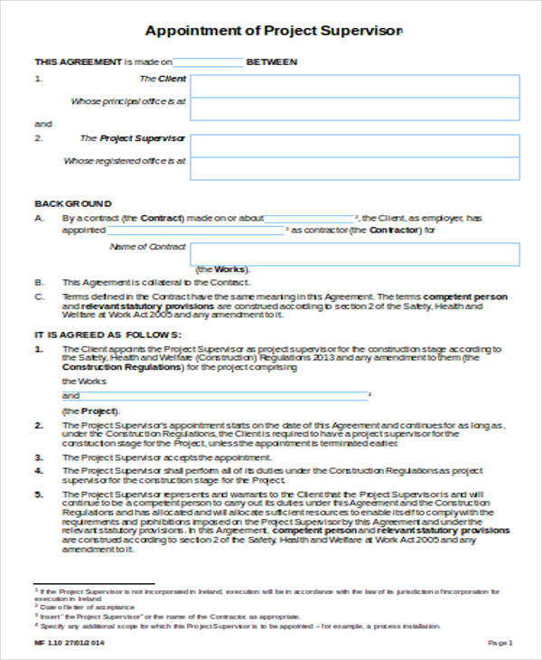 construction contractor appointment letter template