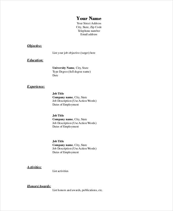 It Resume Format Template 7 Free Word Pdf Format Download