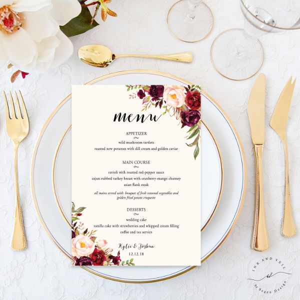 Bridal Shower Menu Template