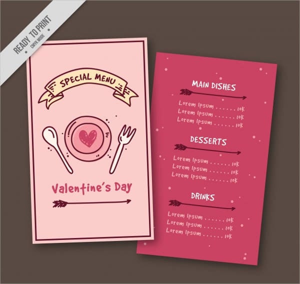 valentines day banquet menu template