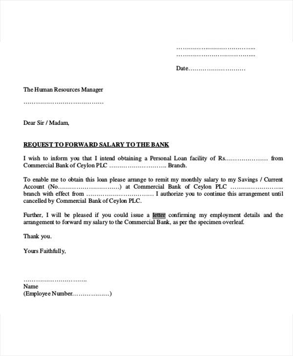 application letter format for personal loan from company