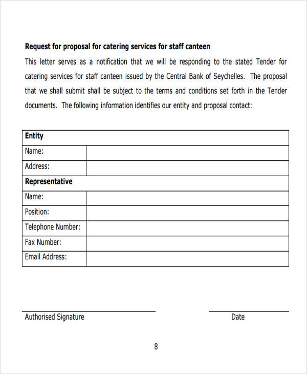 catering service offer letter example