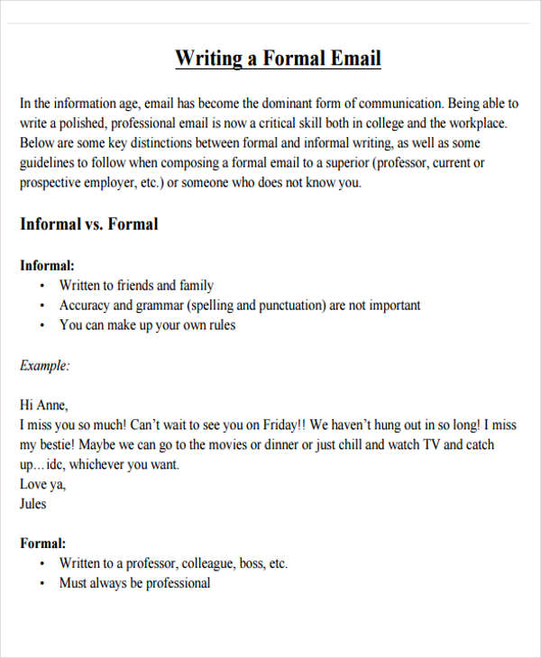 formal business email format