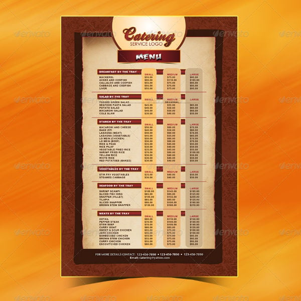 catering menu layout template